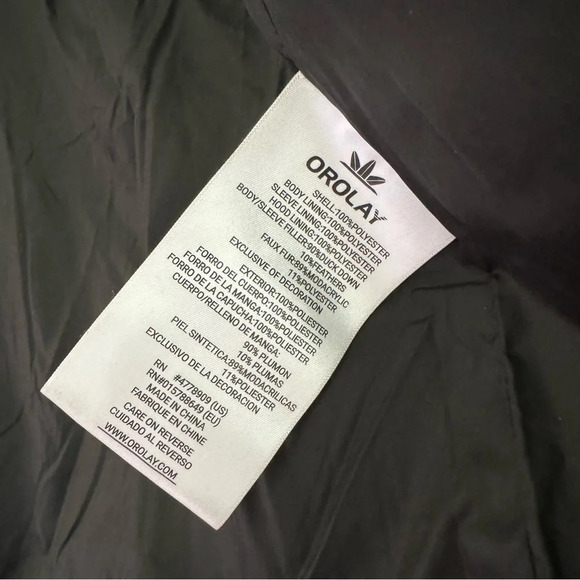 Orolay down feather insulated navy parka jacket with faux fur size 2XL - Picture 6 of 8